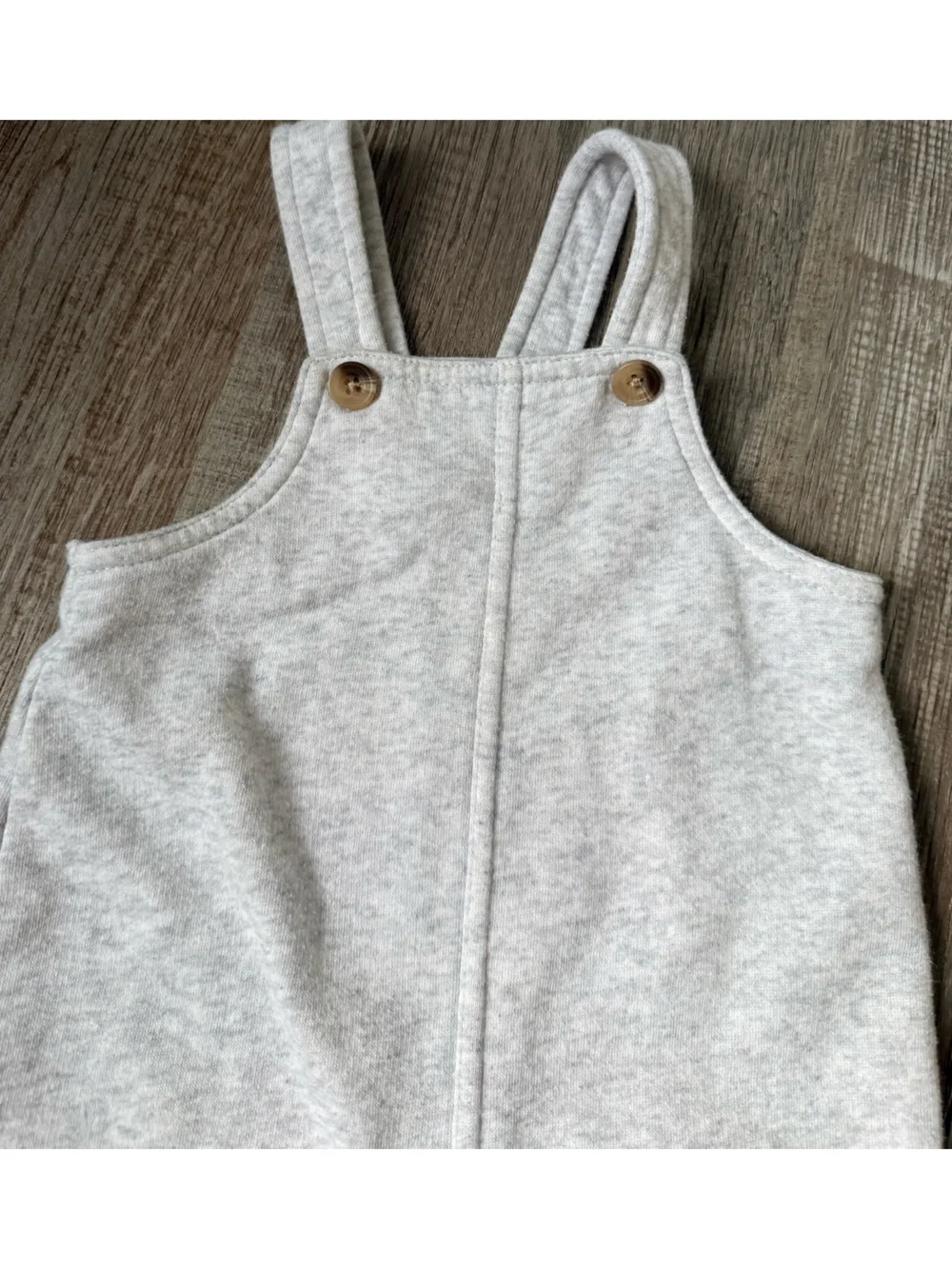 Old Navy Light Gray Fleece Pullover Overalls Soft Jumpsuit Size 12 - 18 Mo